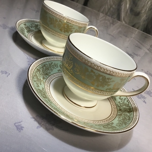 Wedgwood ウェッジウッド　コロンビアセージグリーン　カップ＆ソーサ2客