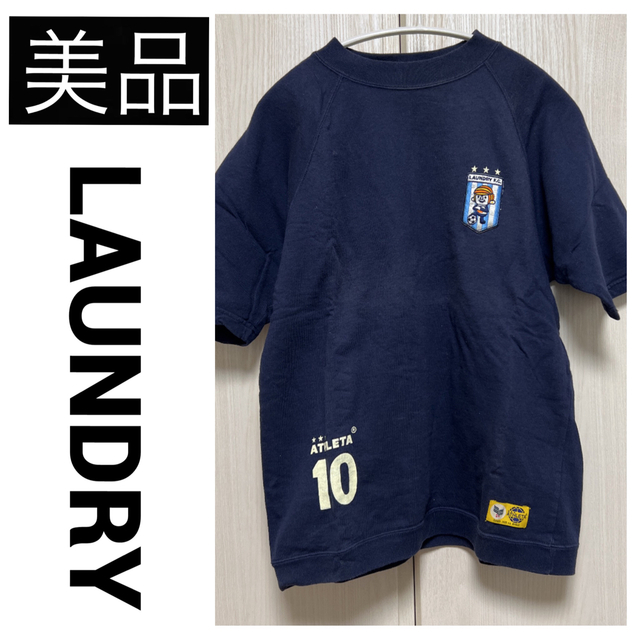 美品 ランドリー ATHLETA アスレタ Tシャツ サッカー コラボ ネイビー