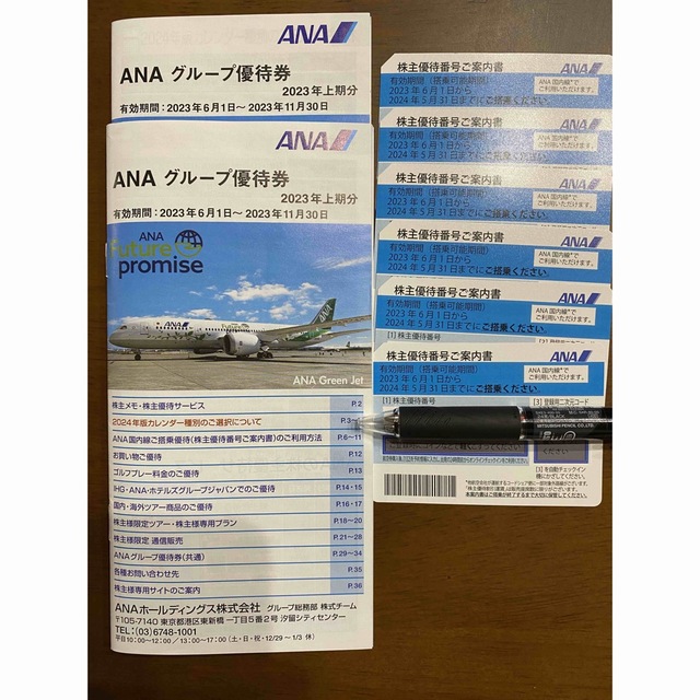 ANA 株主優待6枚 グループ優待券冊子2冊  チケットの乗車券/交通券(航空券)の商品写真