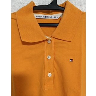 トミーヒルフィガー(TOMMY HILFIGER)のTOMMY HILFIGERG　ポロシャツ　オレンジ　レディース(ポロシャツ)
