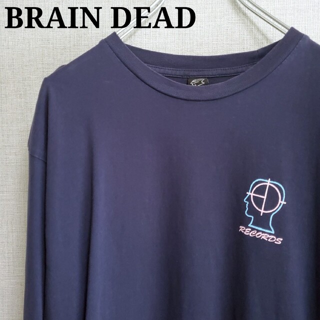 BRAIN DEAD RECORDS ロンT 長袖Tシャツ ネイビー - Tシャツ/カットソー