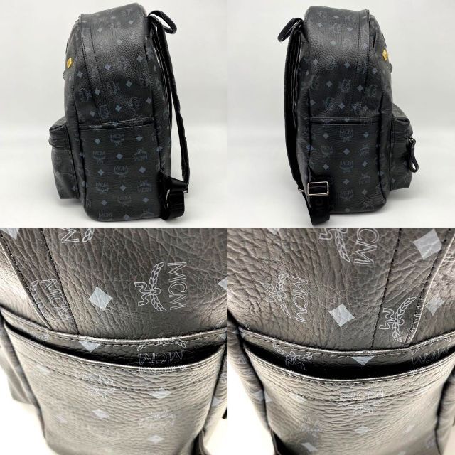 贅沢 MCM レザー リュック バッグパッカー スタッズ ブラック 大容量