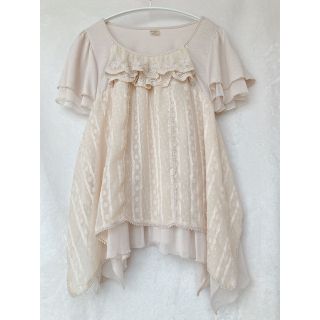 アクシーズファム(axes femme)のaxes femme フリフリ フレア袖 レース トップス M(カットソー(半袖/袖なし))