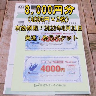 東建コーポレーション 株主優待券 8000円分◆ハートマークショップ割引券(ショッピング)