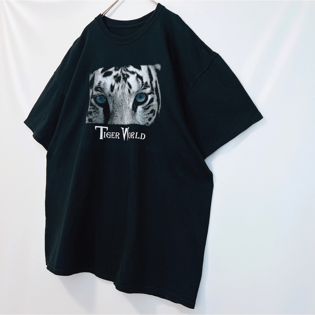 Tシャツ 半袖 オーバーサイズ ブラック 黒 トラ アニマルプリント 古着 虎 メンズのトップス(Tシャツ/カットソー(半袖/袖なし))の商品写真