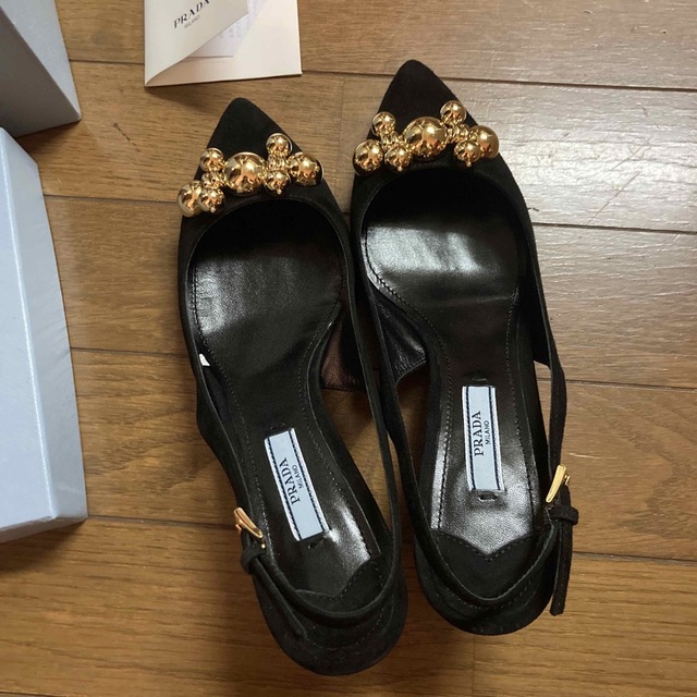 PRADA - 【プラダ】ハイヒール ゴールド ミュール スウェード PRADA - 【プラダ】ハイヒール ゴールド ミュール スウェード