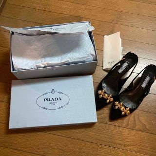 プラダ(PRADA)の【プラダ】ハイヒール　ゴールド　ミュール　スウェード　スエード(ハイヒール/パンプス)