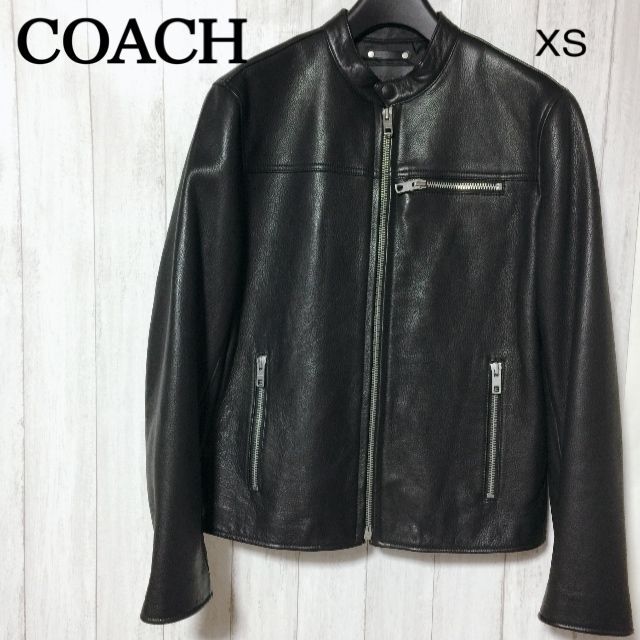 COACH(コーチ)のCOACH カウレザーライダースジャケット XS/コーチ 高級 シングル 25万 メンズのジャケット/アウター(ライダースジャケット)の商品写真