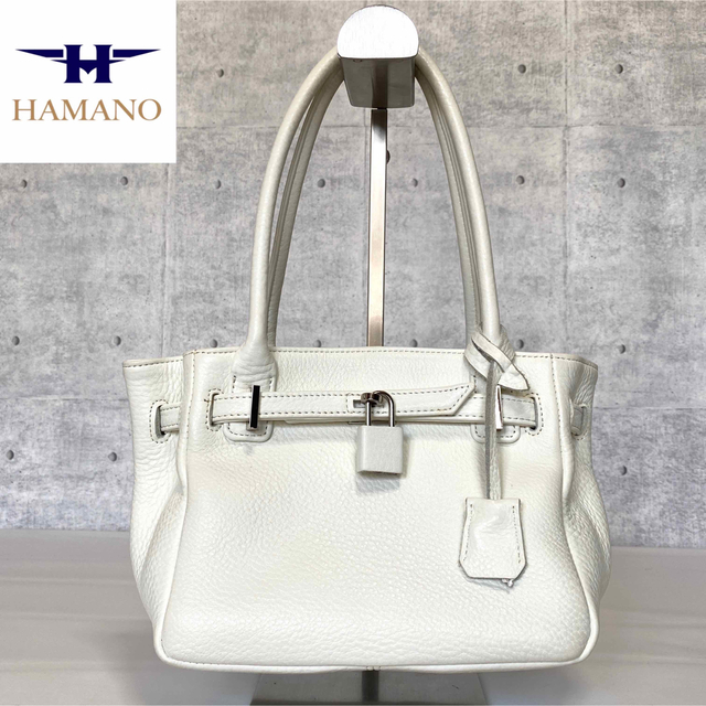 極美品】HAMANO 濱野皮革工藝 ホワイト レザー 肩掛け トートバッグ