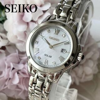 セイコー(SEIKO)の新品 SEIKO ダイヤモンド飾り★ソーラー セイコー レディース腕時計(腕時計)