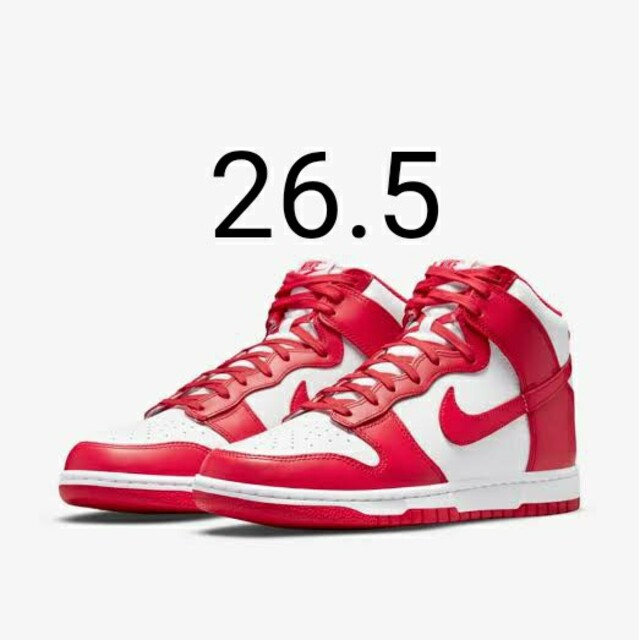 NIKE DUNK HIGH White and Red  26.5