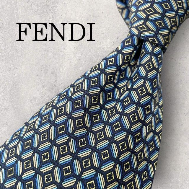 FENDI】バッグバグアイディテール ダークブルーシルクネクタイ-