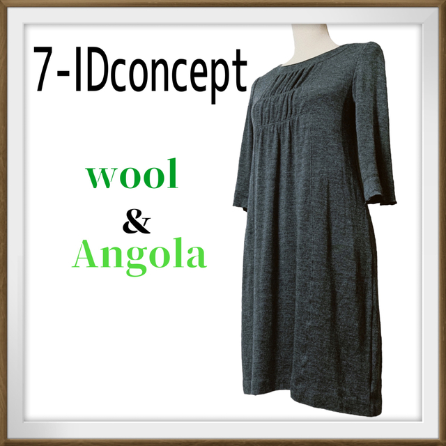 7-Idconcept - 高級wool＆Angola 7-IDconcept 七分袖 膝丈 ワンピース