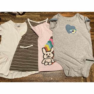 ベビーギャップ(babyGAP)のbaiya 80 まとめ売り　女の子　半袖　ロンパース　ボーダー　うさぎ　ピース(Ｔシャツ)