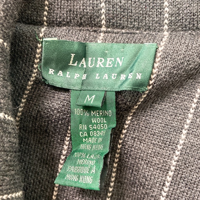 Ralph Lauren(ラルフローレン)のローレンラルフローレン　テーラードジャケット　ニット　ストライプ　ウール　M レディースのジャケット/アウター(テーラードジャケット)の商品写真