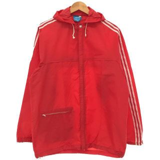 アディダス(adidas)のadidas / アディダス | 1970s | 70s VINTAGE ヴィンテージ フランス製 青タグ 袖ライン フーデッドナイロン ジャケット ウインドブレーカー | レッド | メンズ(その他)