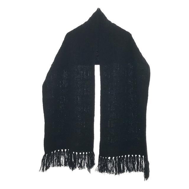 【新品】  th products / ティーエイチプロダクツ | 2022AW | Knit Scarf ウール ケーブル フリンジ ニット スカーフ マフラー | ブラック | メンズ