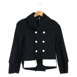 コムデギャルソン(COMME des GARCONS)の【美品】  COMME des GARCONS / コムデギャルソン | AD2007 2008SS | Cacophony 不協和音期 ウール ギャバジン 丸襟 レイヤード ドッキング ダブル ジャケット ピーコート | SS | ネイビー | レディース(その他)