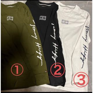 トミーヒルフィガー(TOMMY HILFIGER)のTOMMY HILFIGER　筆記体　ロンT　Sサイズ　③ホワイト(Tシャツ/カットソー(七分/長袖))