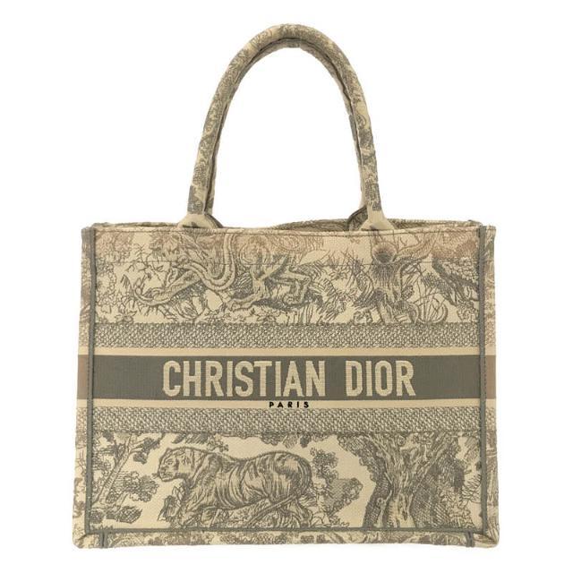 【美品】  Dior / ディオール | イタリア製  TOILE DE JOUY BOOK TOTE MEDIUM トワル ドゥ ジュイ ブック ジャガード アニマル 総刺繍 ミディアム トート バッグ  ギャランティカード・保存袋有 | ー | ナチュラル/ライトグレー | レディース