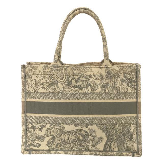 【美品】  Dior / ディオール | イタリア製  TOILE DE JOUY BOOK TOTE MEDIUM トワル ドゥ ジュイ ブック ジャガード アニマル 総刺繍 ミディアム トート バッグ  ギャランティカード・保存袋有 | ー | ナチュラル/ライトグレー | レディース