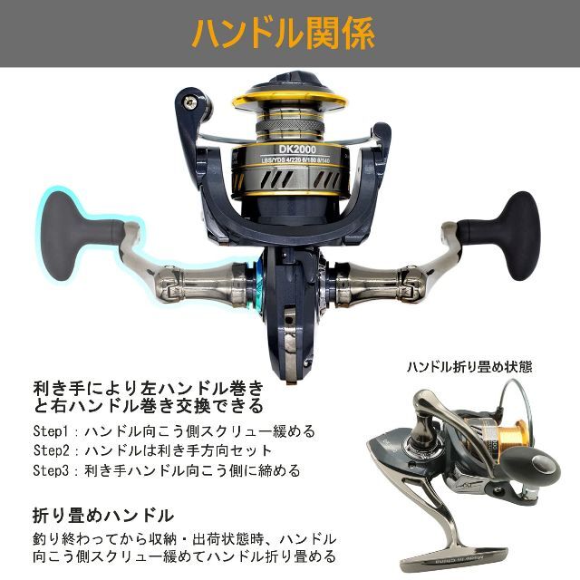 色:DK_レンズの色:2000】ZJIANCスピニングリール2000 3000