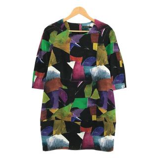 マリメッコ(marimekko)のmarimekko / マリメッコ | Laava ラーバ コットン ストレッチ 溶岩柄 マルチカラー クルーネック ワンピース | 34 | マルチカラー | レディース(ひざ丈ワンピース)