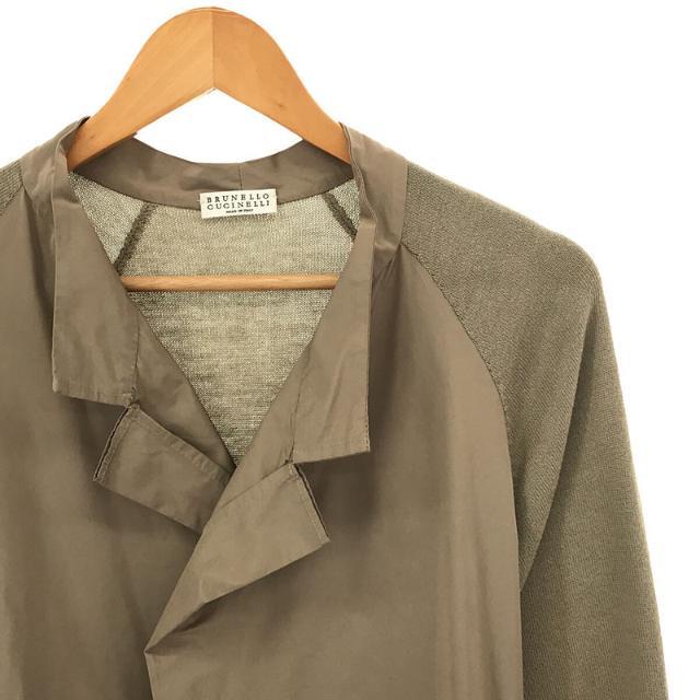 BRUNELLO CUCINELLI(ブルネロクチネリ)のBRUNELLO CUCINELLI / ブルネロクチネリ | ポリエステル ニット 切替 シャツ カーディガン | XS | ベージュ | レディース レディースのトップス(カーディガン)の商品写真