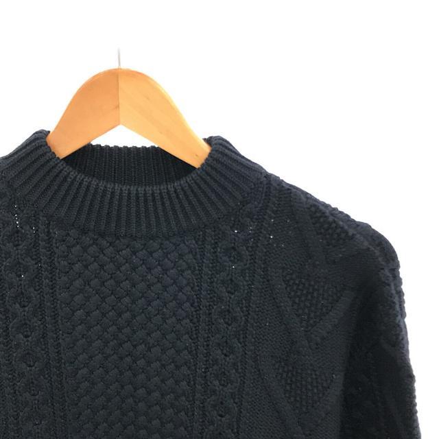 【美品】 BATONER / バトナ― | ウール クラシックケーブルクルーネックニット | 2 | ネイビー | レディース 1