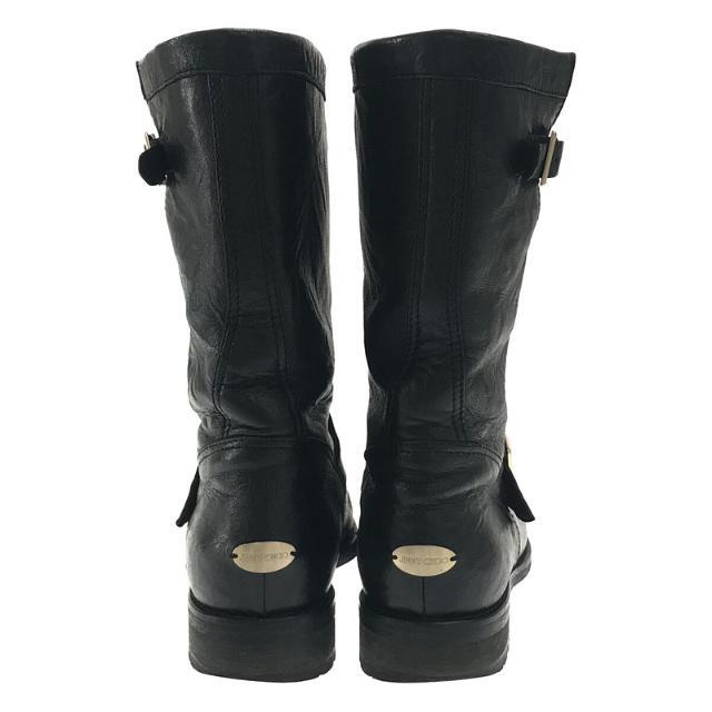 JIMMY CHOO(ジミーチュウ)の【美品】  JIMMY CHOO / ジミーチュウ | イタリア製 biker boots アジャスター レザー バイカー ブーツ | 37 1/2 | ブラック | レディース レディースの靴/シューズ(ブーツ)の商品写真