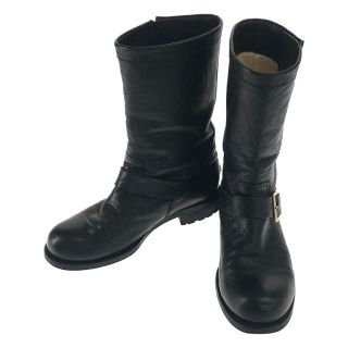 【美品】 JIMMY CHOO / ジミーチュウ | イタリア製 biker boots アジャスター レザー バイカー ブーツ | 37 1/2 |  ブラック | レディース