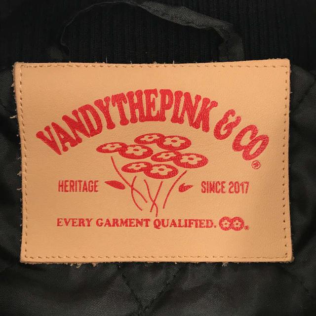 【美品】  VANDY THE PINK / ヴァンディー ザ ピンク | ロゴ ワッペン フラワー 刺繍 裏地 キルティング スタジャン | M | ブラック | メンズジャケット/アウター