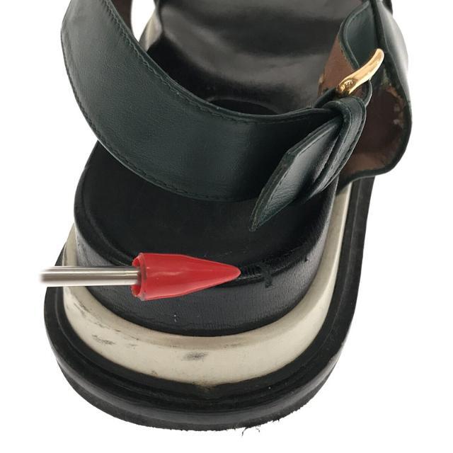Marni(マルニ)のMARNI / マルニ | FUSSBETT レザー タッセル ストラップ サンダル 保存袋付き | 37 | ブラック / グリーン | レディース レディースの靴/シューズ(サンダル)の商品写真