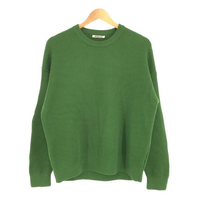 【美品】  AURALEE / オーラリー | SUPER FINE WOOL RIB KNIT BIG P/O リブ ニット プルオーバー | 1 | グリーン | レディース