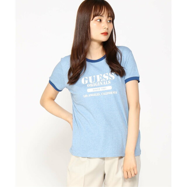 GUESS(ゲス)の【ライトブルー(H70C)】【M】(W)Heather Ringer Tee レディースのトップス(カットソー(長袖/七分))の商品写真