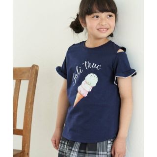 ロペピクニック(Rope' Picnic)の【ネイビー（40）】【KIDS】肩見せアイスクリーム転写プリントTシャツ(Tシャツ/カットソー)