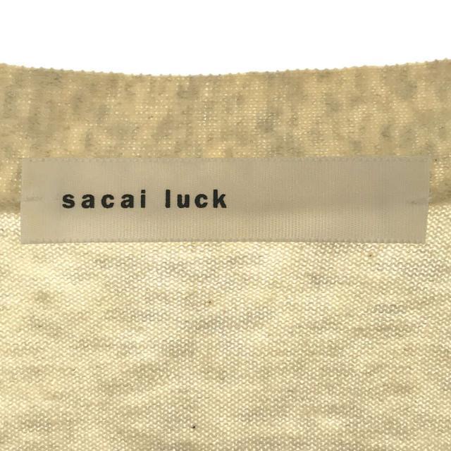 sacai luck(サカイラック)のsacai luck / サカイラック | コットン 袖 異素材 ドッキング Vネック カーディガン | 1 | オフホワイト | レディース レディースのトップス(カーディガン)の商品写真