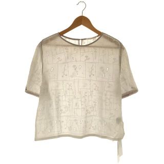 ミナペルホネン(mina perhonen)の【美品】  mina perhonen / ミナペルホネン | 2018SS | コットン garden patchwork ブラウス | 38 | ホワイト系 | レディース(Tシャツ(半袖/袖なし))