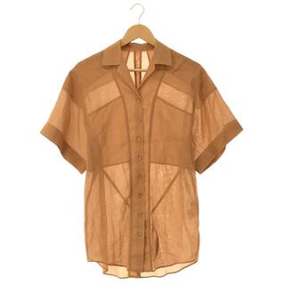 IRENE / アイレネ | Cotton Boil Shirt コットン オーガンジー オープンカラー バックスリット シャツ | 36 | ブラウン | レディース(シャツ/ブラウス(長袖/七分))