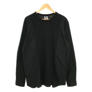 ブラックコムデギャルソン(BLACK COMME des GARCONS)の【美品】  BLACK COMME des GARCONS / ブラックコムデギャルソン | 2021SS / AD2020 サイド ドッキング 切替 ビッグシルエット クルーネック コットン シャツ  カットソー ロンT | XL | ブラック | メンズ(Tシャツ/カットソー(七分/長袖))