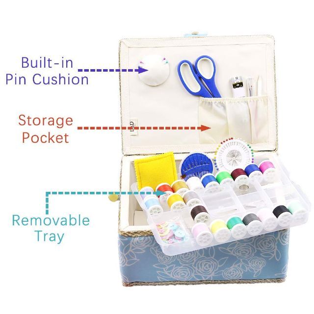 D&D 裁縫箱 小物入れ ソーイングボックス 花柄 道具箱 裁縫 裁縫道具 ト