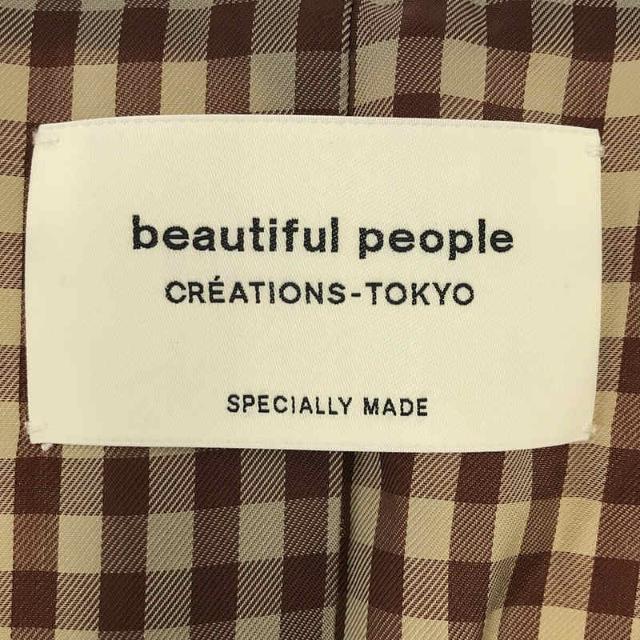 beautiful people(ビューティフルピープル)のbeautiful people / ビューティフルピープル | otton nylon twill chester coat コットン ツイル ビッグシルエット シングル チェスター コート 裏地チェック切替 | 34 | ナチュラル | レディース レディースのジャケット/アウター(その他)の商品写真