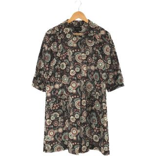 ティヤマイパリ(t.yamai paris)の【美品】  t.yamai paris / ティヤマイパリ | コットン 総柄 フラワー シャツワンピース | 1 | チャコール / マルチカラー | レディース(ひざ丈ワンピース)