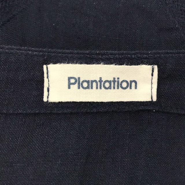 Plantation(プランテーション)のPlantation / プランテーション | リネン フラスJQ ジャガード バイカラー ロング ワンピース | 2 | ネイビー / グレー | レディース レディースのワンピース(ロングワンピース/マキシワンピース)の商品写真