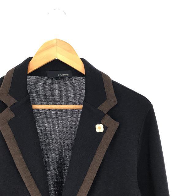 LARDINI / ラルディーニ | イタリア製 ウール ニット パイピング メタルボタン ノッチドラペル サイドベンツ 2B テーラード ジャケット ブートニエール付き | M | ネイビー / ブラウン | メンズ