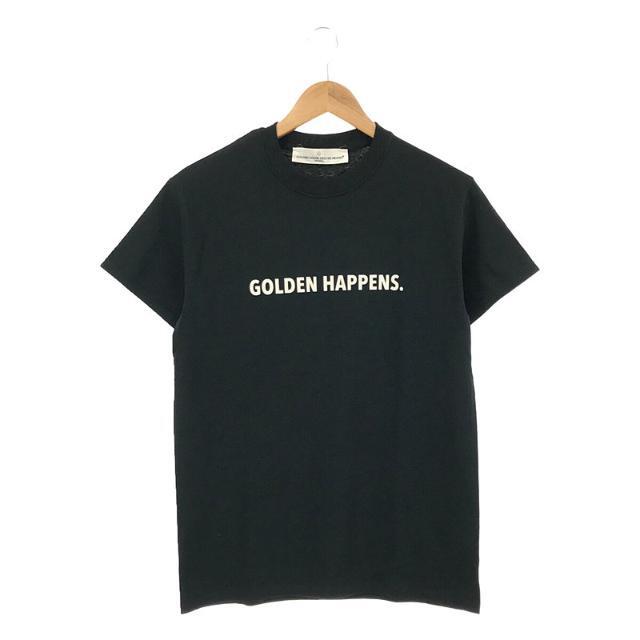 GOLDEN GOOSE(ゴールデングース)のGOLDEN GOOSE / ゴールデングース | GOLDEN HAPPENS コットン クルーネック ロゴ 両面プリント Ｔシャツ カットソー | S | ブラック | レディース レディースのトップス(Tシャツ(半袖/袖なし))の商品写真