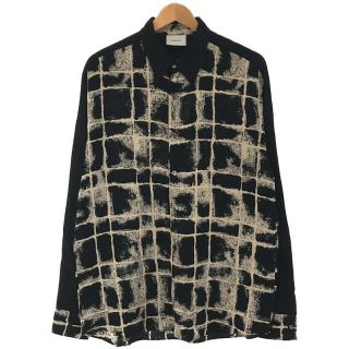 イロコイ(Iroquois)の【美品】  Iroquois / イロコイ | VINTAGE CHECK L/S SHIRTS (BLACK)  異素材 レーヨン チェック シャツ | 2 | ブラック | メンズ(Tシャツ/カットソー(七分/長袖))