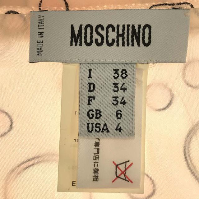 MOSCHINO(モスキーノ)のMOSCHINO / モスキーノ | シルク 100% 総柄 プリント テープ 装飾 スカート | 38 | ライトピンク | レディース レディースのスカート(ひざ丈スカート)の商品写真