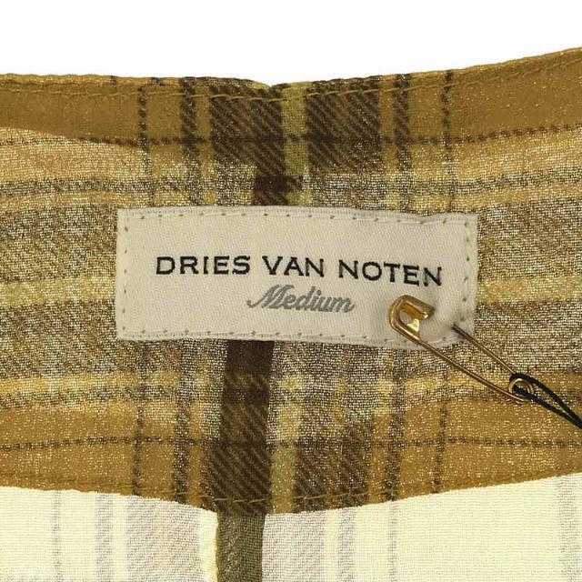 DRIES VAN NOTEN(ドリスヴァンノッテン)の【美品】  DRIES VAN NOTEN / ドリスヴァンノッテン | 2020AW チェック ノーカラー バックスリット ポケット付き ロング ワンピース コート | M | イエロー | レディース レディースのジャケット/アウター(その他)の商品写真