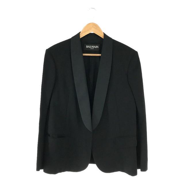 【美品】  BALMAIN / バルマン | サテン ショールカラー 切替 タキシード シングル ジャケット | 40 | ブラック | メンズ